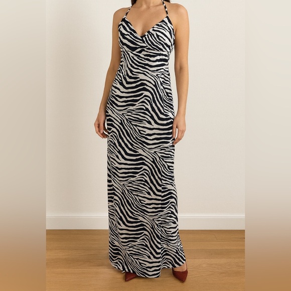 Express Black and White Zebra Maxi Dress - Picture 1 of 5